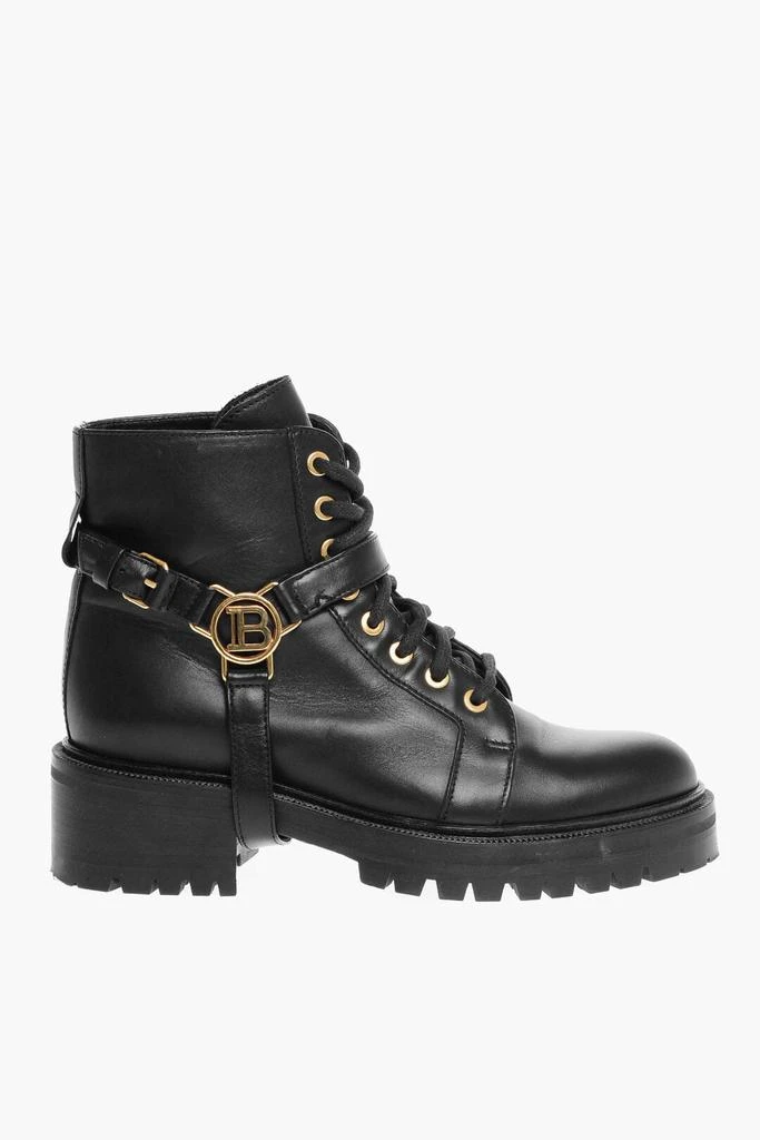 Balmain Balmain Leather Ranger Boots with Logo 3