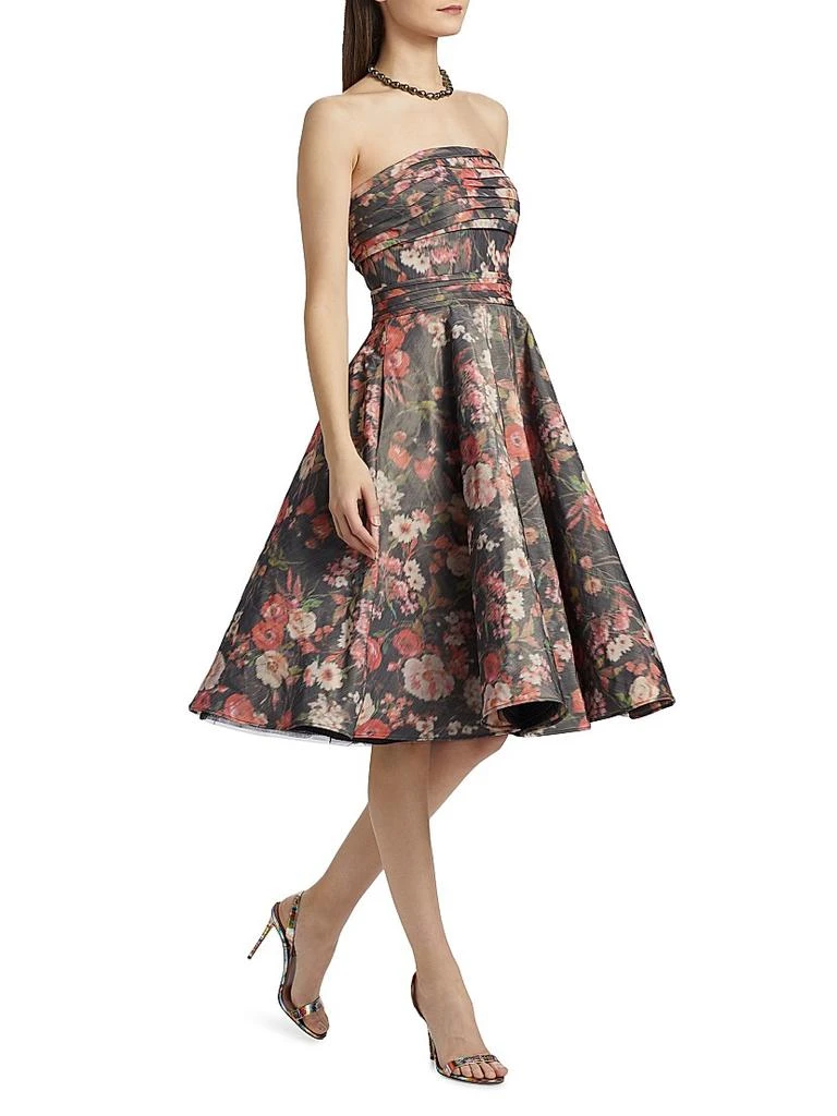 Pamella Roland Floral Taffeta Cocktail Dress 4