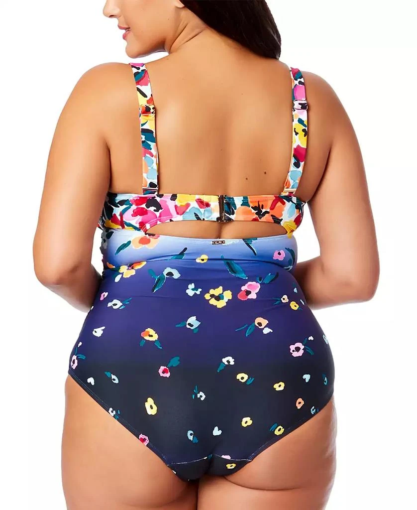 Anne Cole Plus Size Floral-Print Draped-Front Underwire One-Piece Swimsuit 2