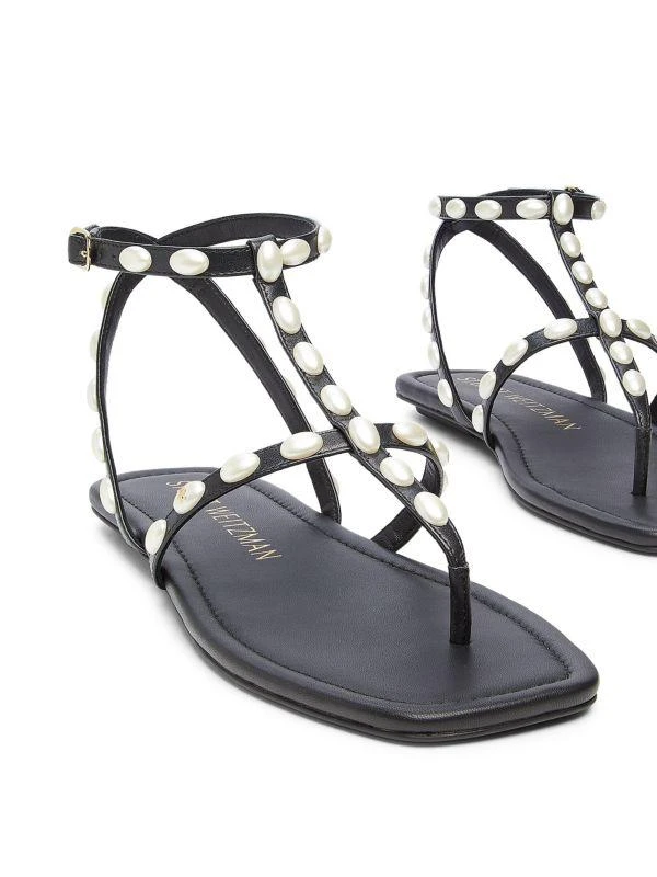 Stuart Weitzman Pearlita Lacquered Leather Flat Sandals 2