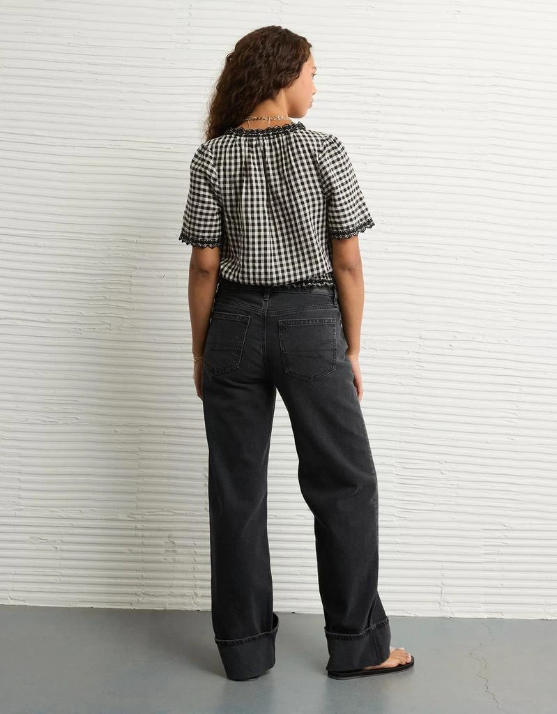 AE AE Short-Sleeve Gingham Button-Up Blouse 3