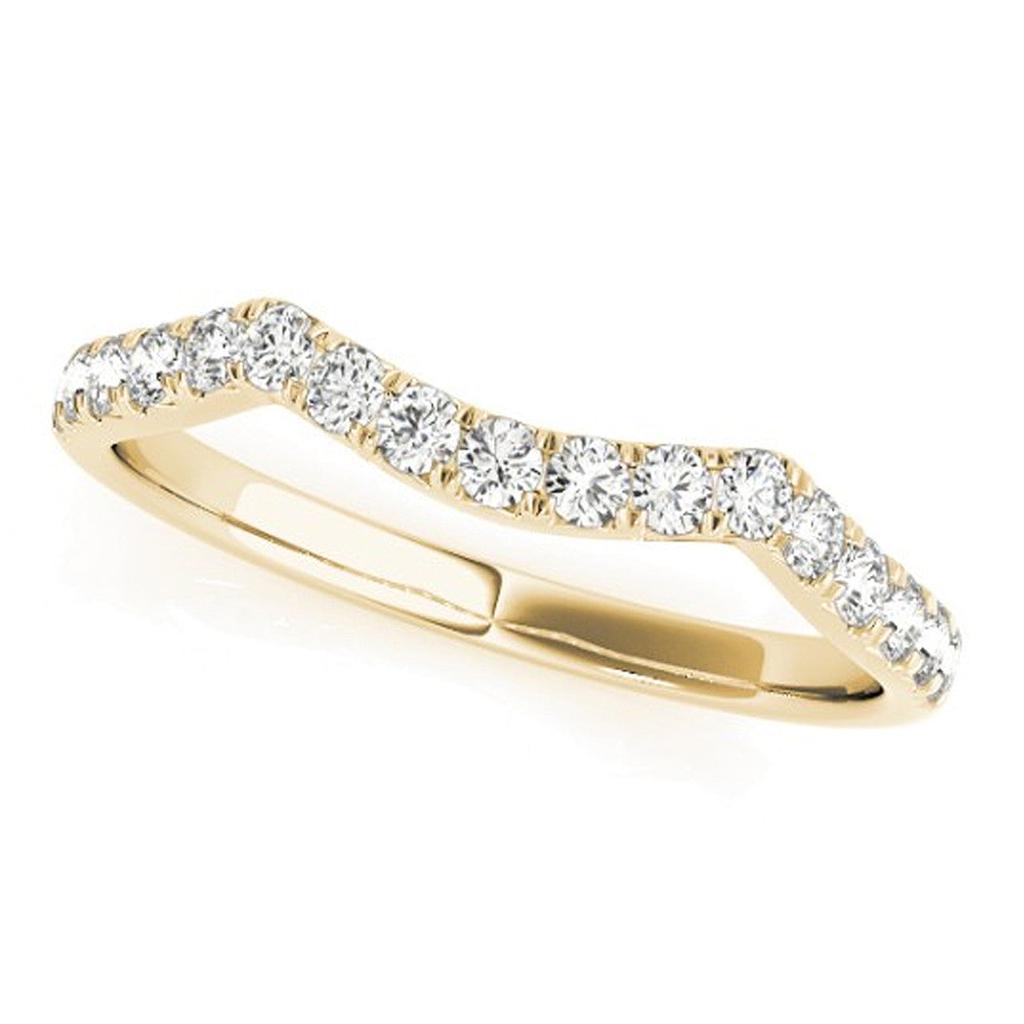 Pompeii3 14k Yellow Gold Contour Diamond Wedding Band Anniversary Ring