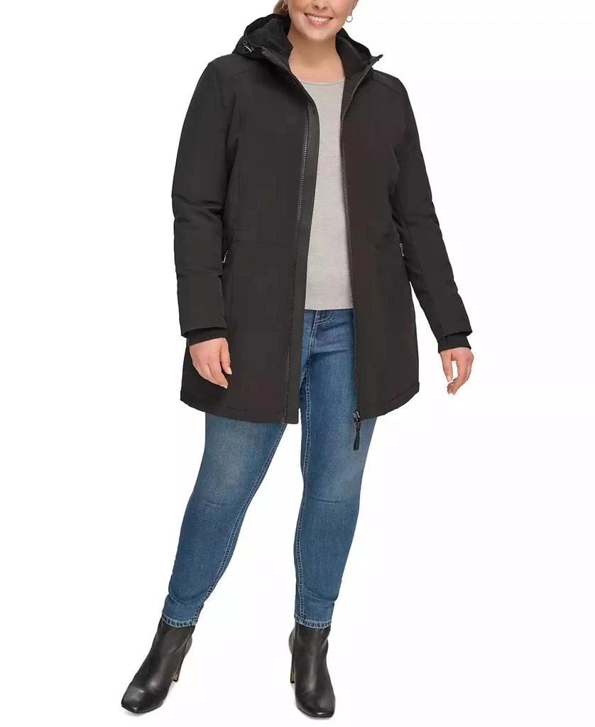 Calvin Klein Womens Plus Size Hooded Faux-Fur-Lined Anorak Raincoat, Created for Macys 5