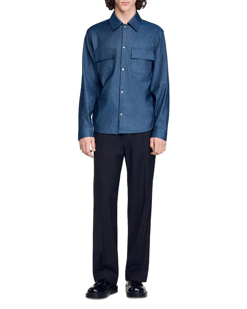 Sandro Denim Effect Cotton and Linen Shirt 3