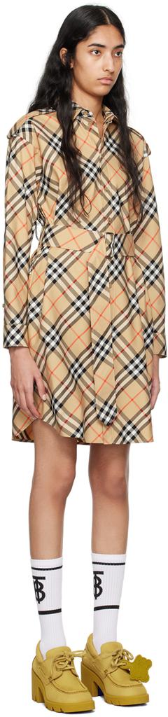 Burberry Beige Check Shirt Midi Dress