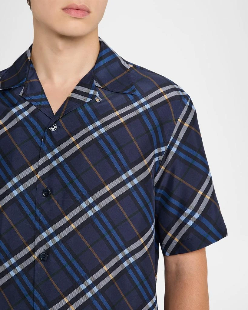 Burberry Men
s Diagonal Check Short-Sleeve Shirt 5