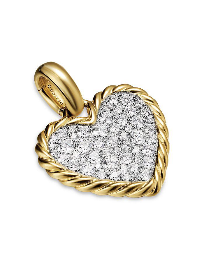 David Yurman Pavé Heart Amulet in 18K Yellow Gold with Diamonds, 15.6mm