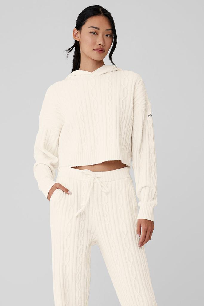 Alo Yoga Cable Knit Winter Bliss Hoodie - Ivory