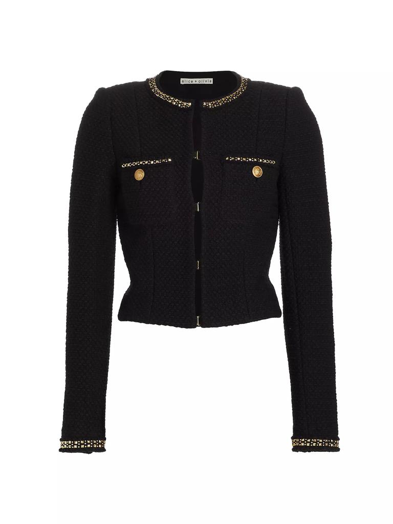 Alice + Olivia Shiloh Embellished Cotton Tweed Jacket