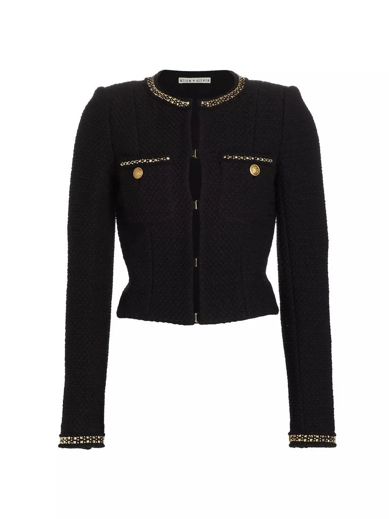 Alice + Olivia Shiloh Embellished Cotton Tweed Jacket 1