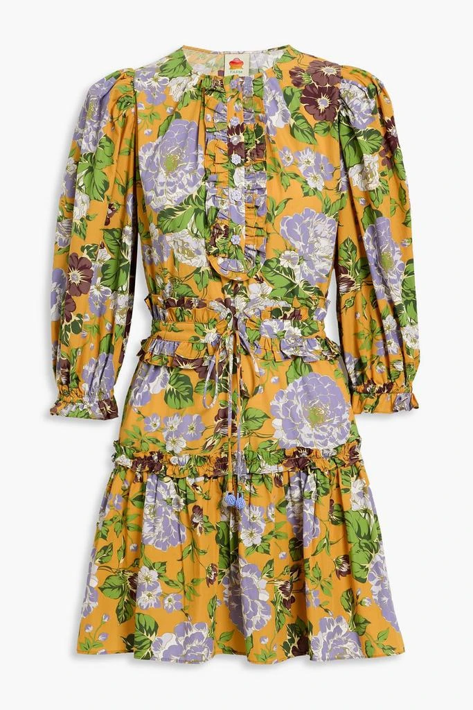 Farm Rio Ruffled floral-print cotton-broadcloth mini dress 1