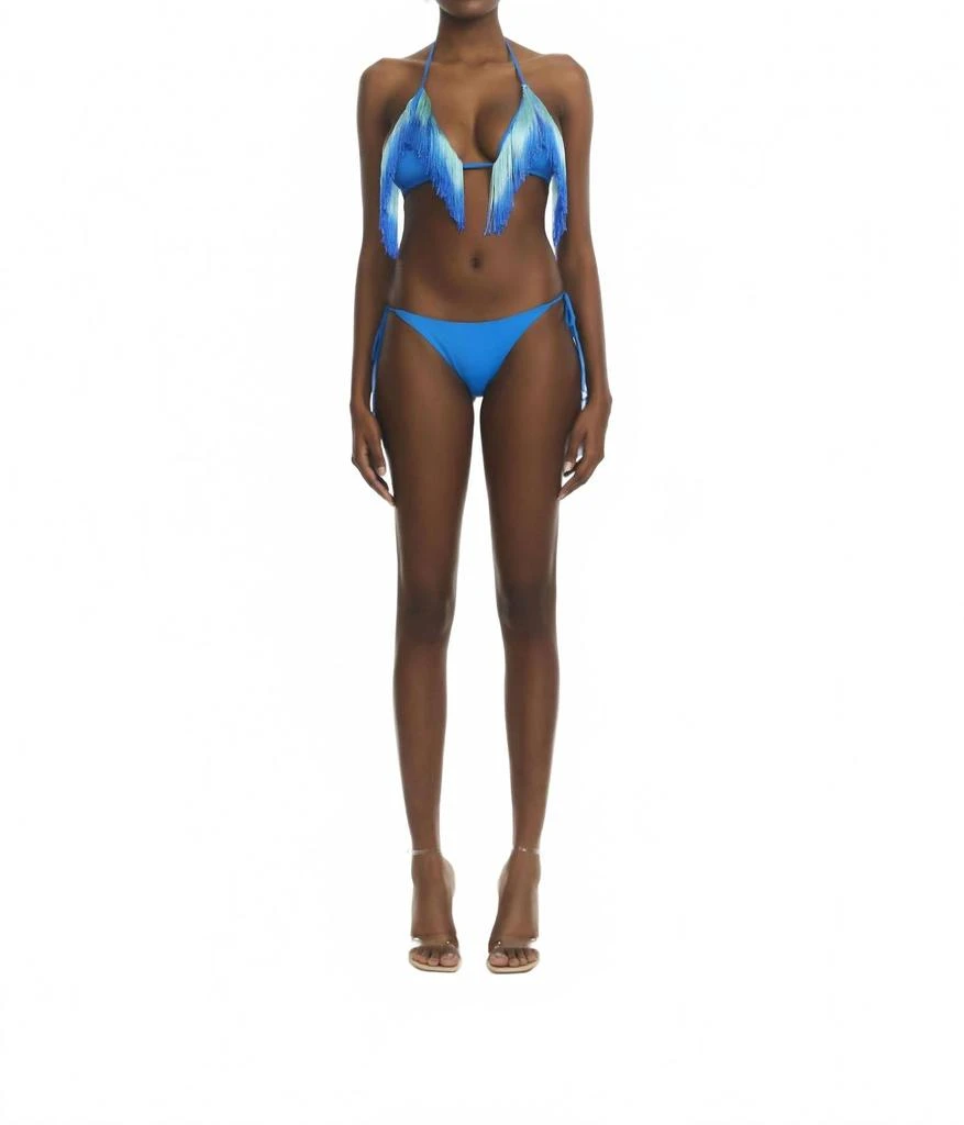 NHall Resortwear Fringe Bikini Set In Blue