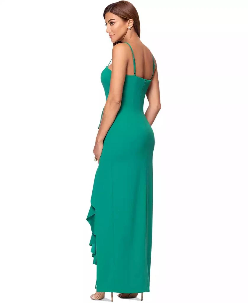 XSCAPE Women's Ruffled Side-Slit Scuba Crepe Gown 5