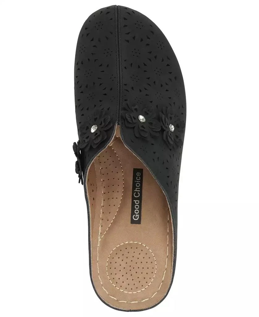 GC Shoes Women's Krista Perforated Flower Wedge Mules 4