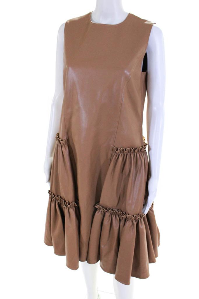 Adeam Womens Ruched Dress Camel