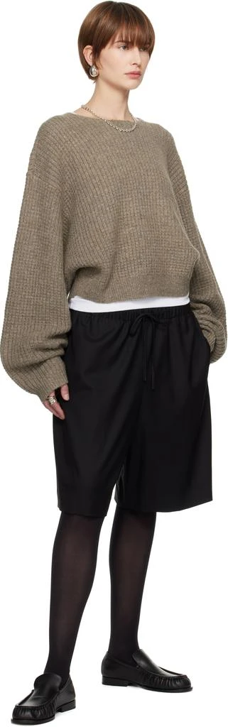 Essentials Gray Heavy Waffle Cropped Sweater 5