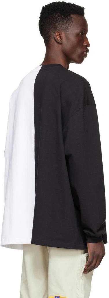 We11done Black & White Half & Half Long Sleeve T-Shirt 3