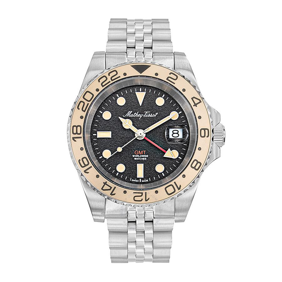 Mathey-Tissot Mathy Vintage Gmt GMT Quartz Black Dial Men's Watch H903RNC