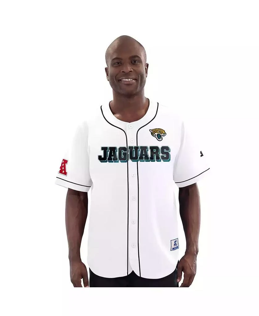 Starter Men
s White Jacksonville Jaguars Relay Full-Button Baseball Jersey
