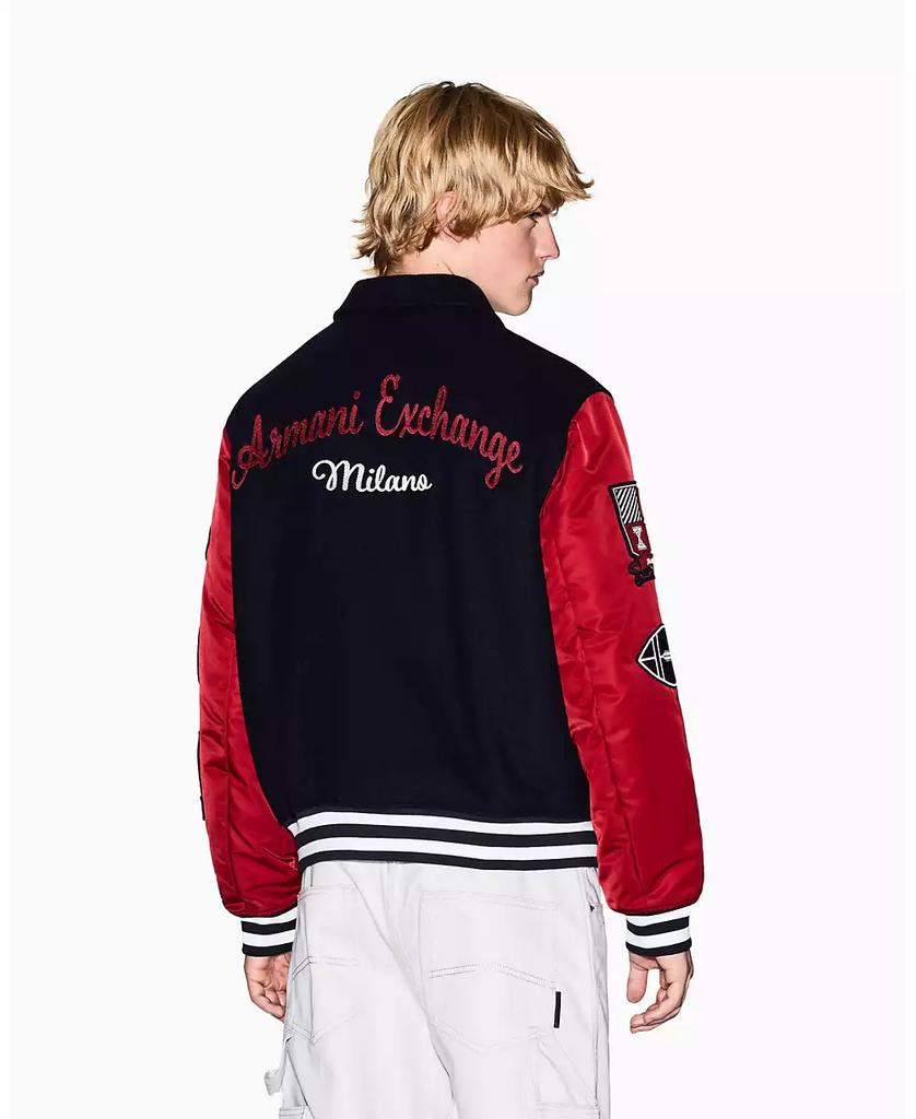 Armani Exchange Men's Color Block Multi Badge Bomber Jacket