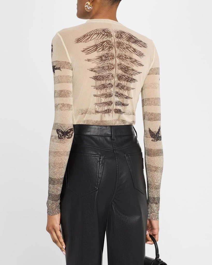 Jean Paul Gaultier Tattoo Mariniere Mesh Long-Sleeve Top 3