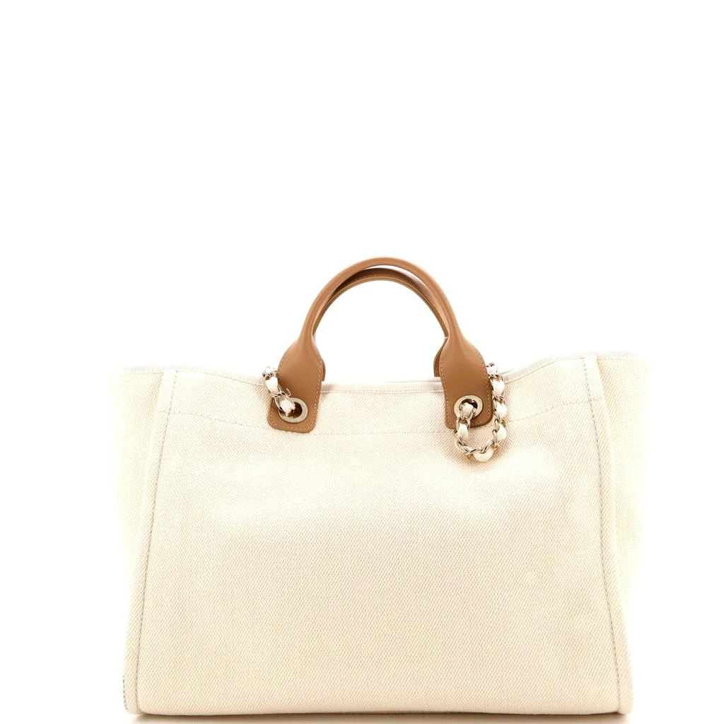 Chanel Deauville Tote Pearl Embellished Canvas Medium 5