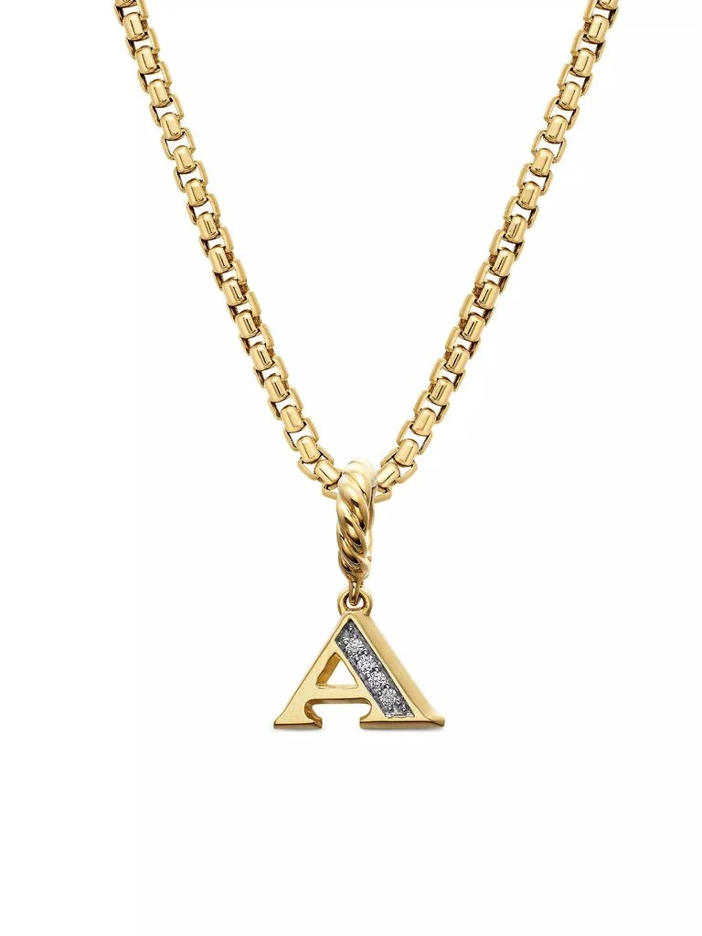 David Yurman Pavé Initial Pendant in 18K Yellow Gold 1