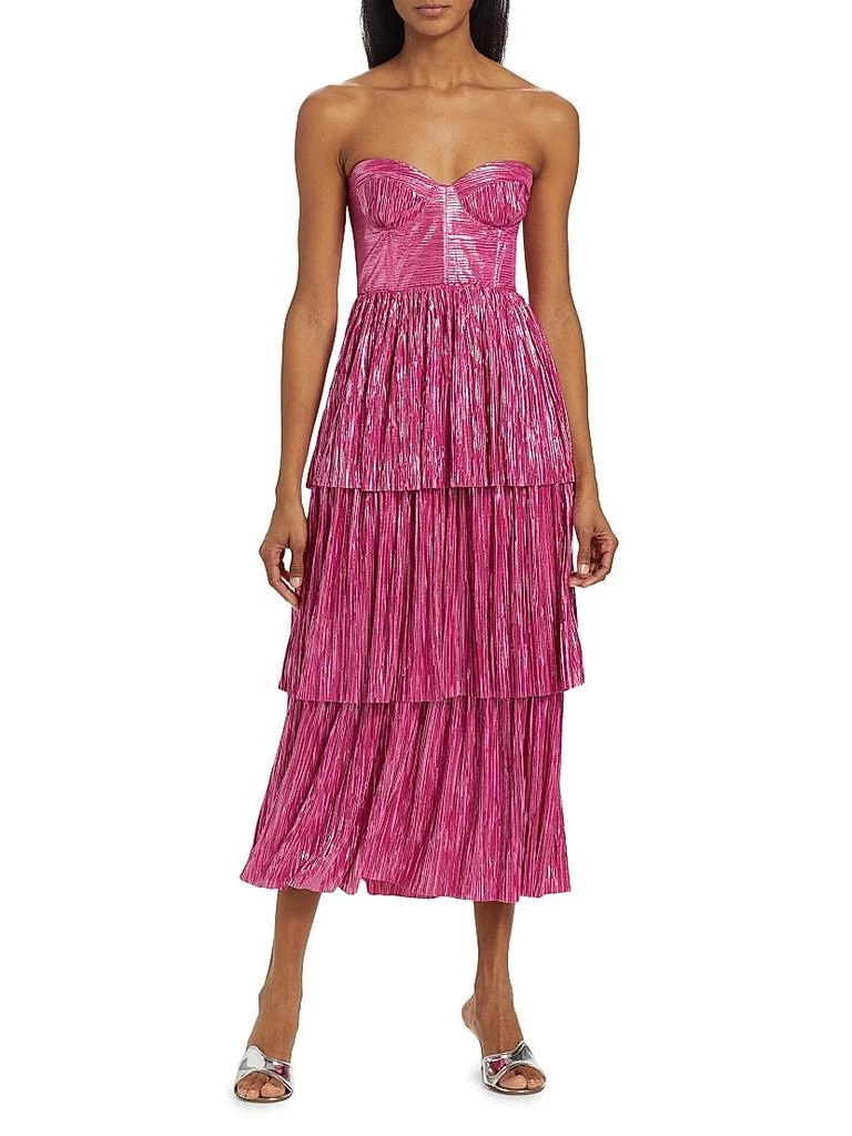 Sabina Musáyev Ascella Metallic Corset Tiered Midi Dress 3