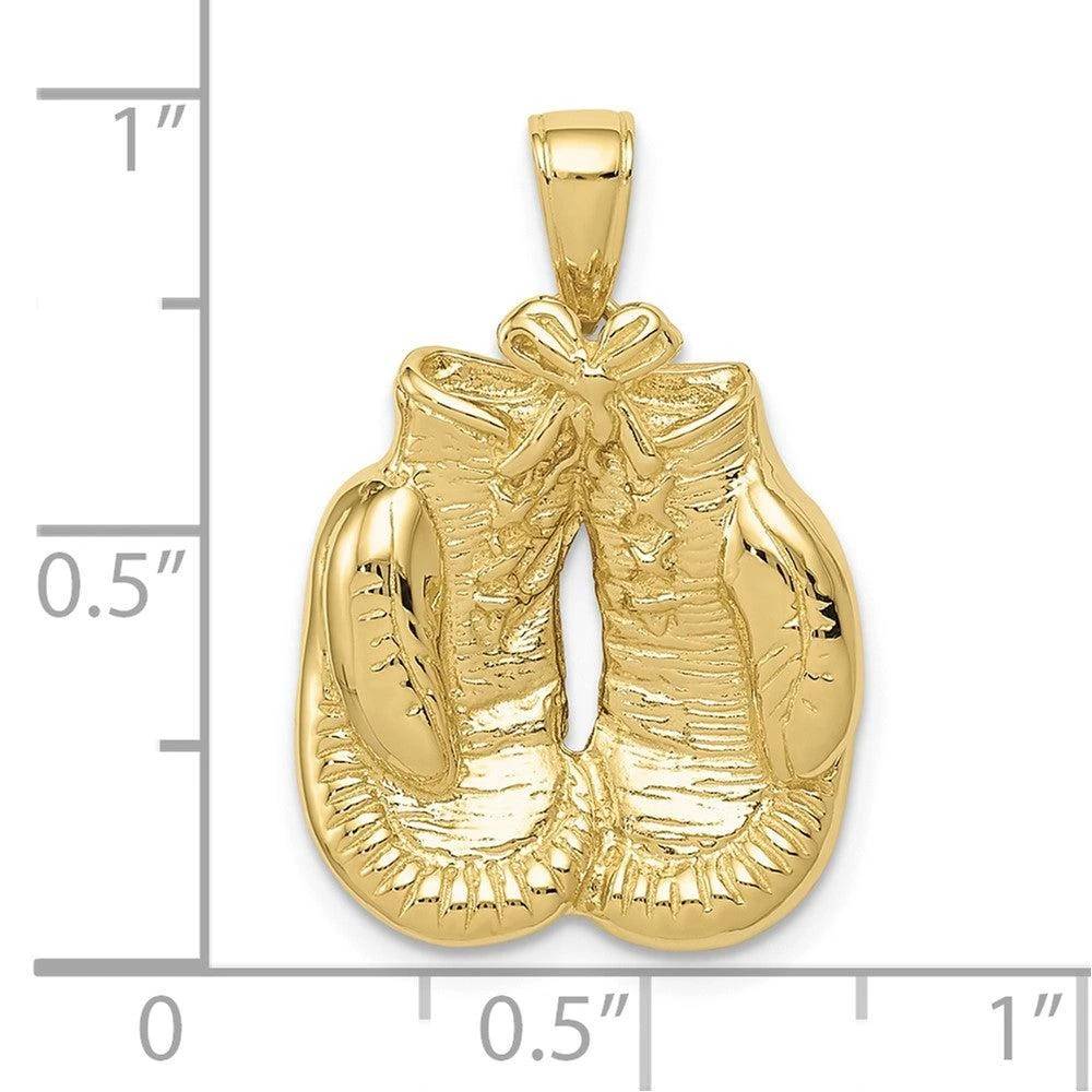 Diamond2Deal 10k Yellow Gold Solid Polished Open-Backed Boxing Gloves Pendant 3