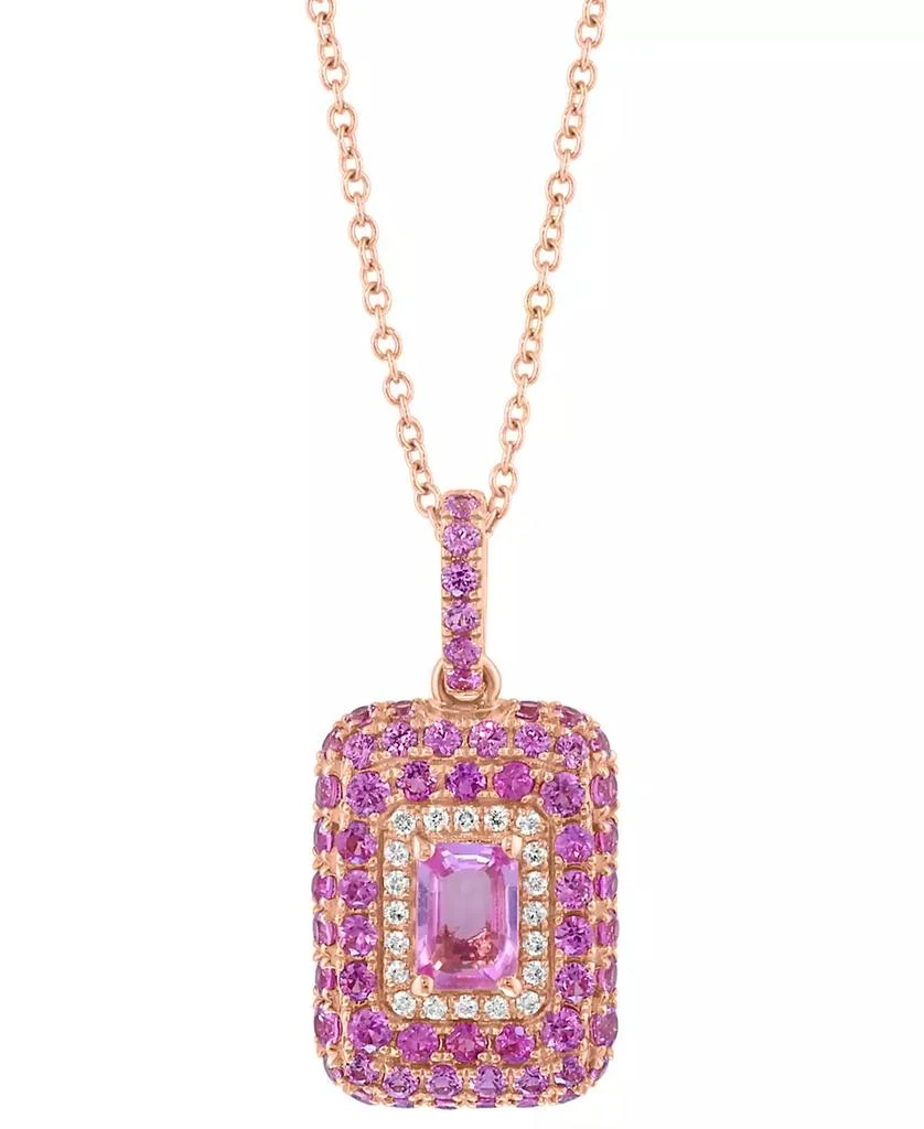 Effy EFFY® Pink Sapphire (1-7/8 ct. t.w.)
Diamond (1/10 ct. t.w.) Octagon Halo 18" Pendant Necklace in 14k Rose Gold