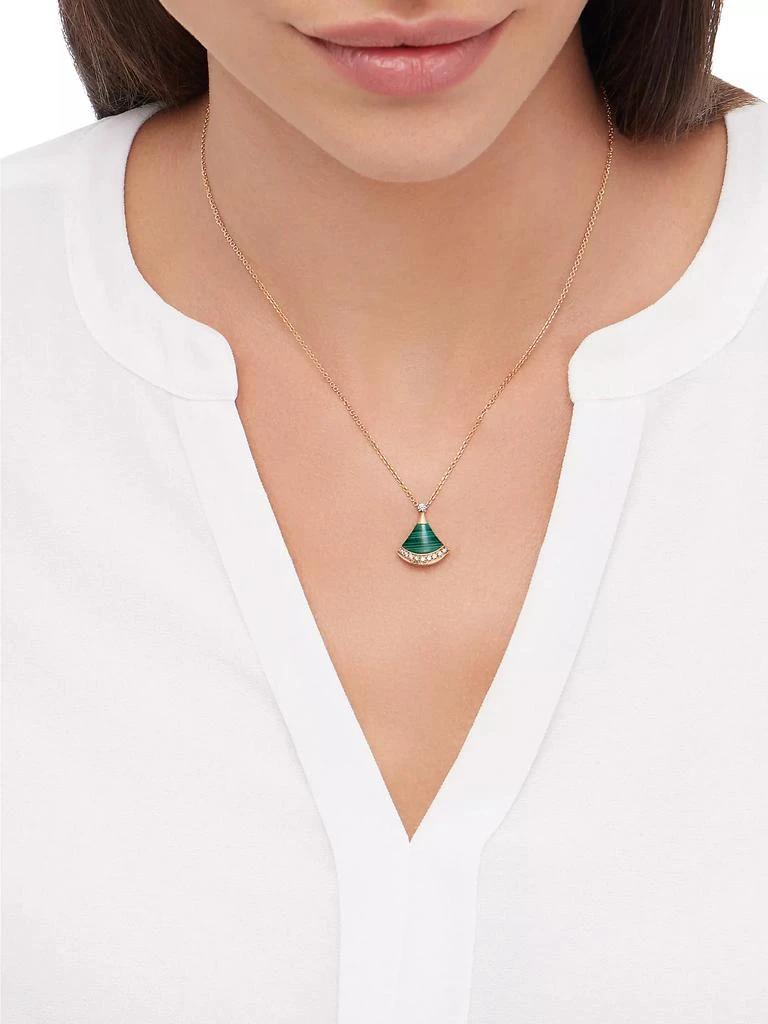 BVLGARI Divas' Dream 18K Rose Gold, Malachite & 0.13 TCW Diamond Pendant Necklace 2