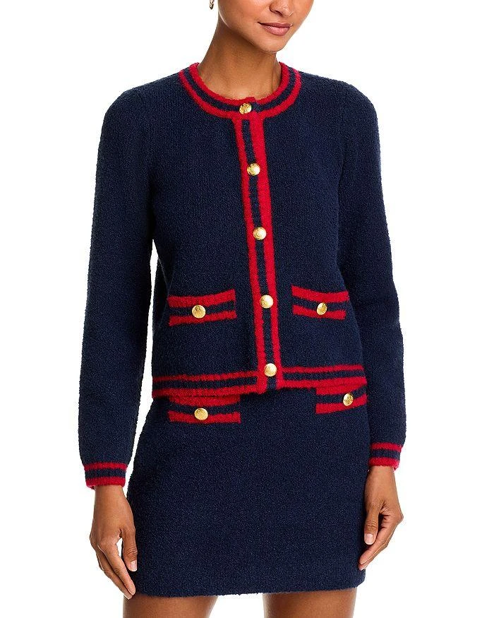 AQUA Bouclé Tipped Cardigan - Exclusive 1