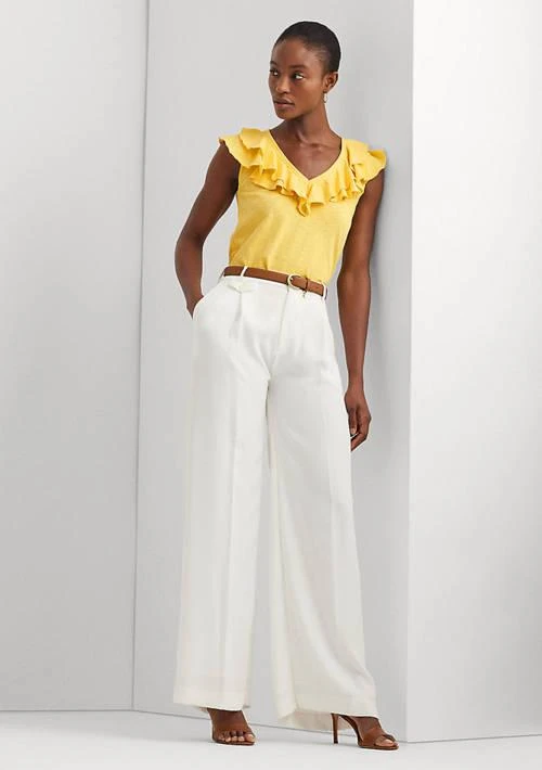 Ralph Lauren Ruffle Trim Slub Jersey Sleeveless T-Shirt 4