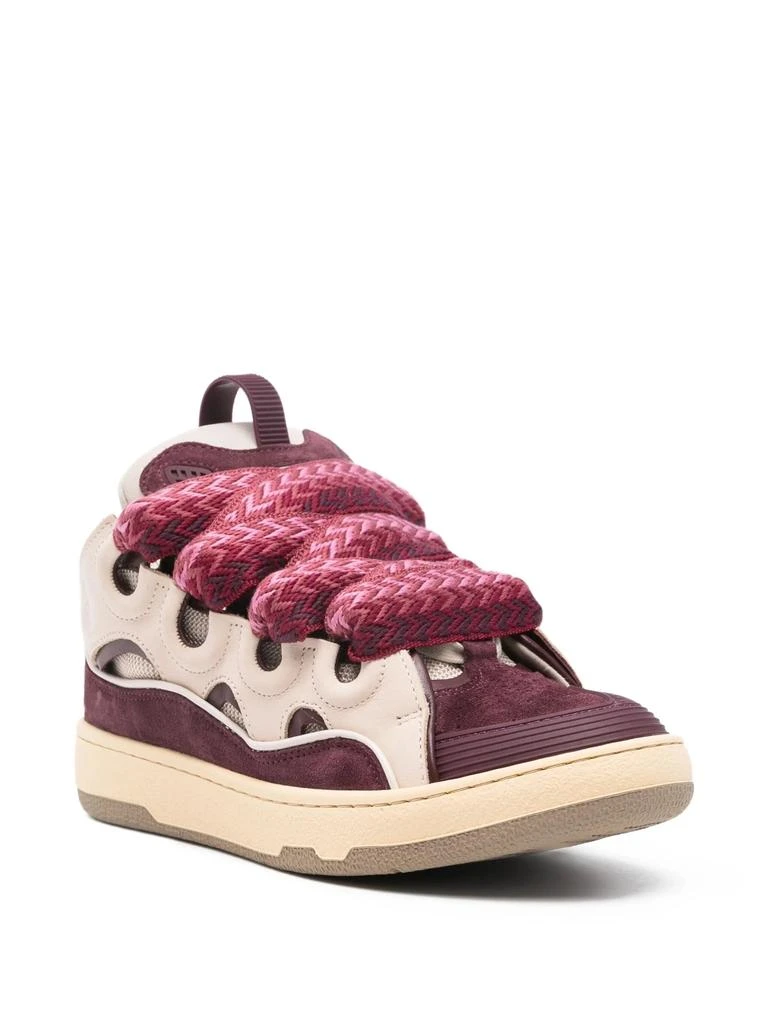Lanvin Panelled Burgundy Calf Leather and Suede Sneakers 2