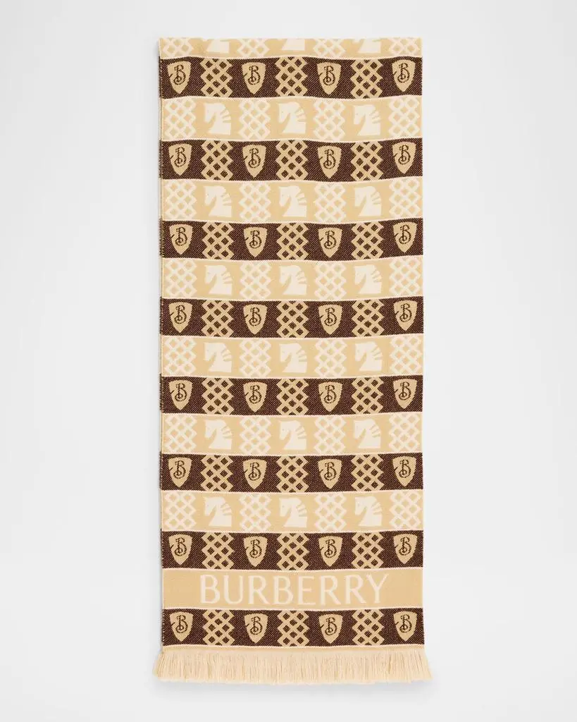 Burberry Men's Fair Isle Chess Wool Scarf