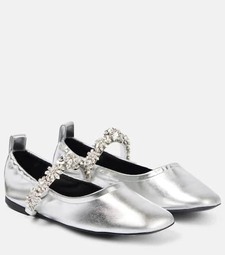 Stella McCartney Elsa metallic faux leather ballet flats 1