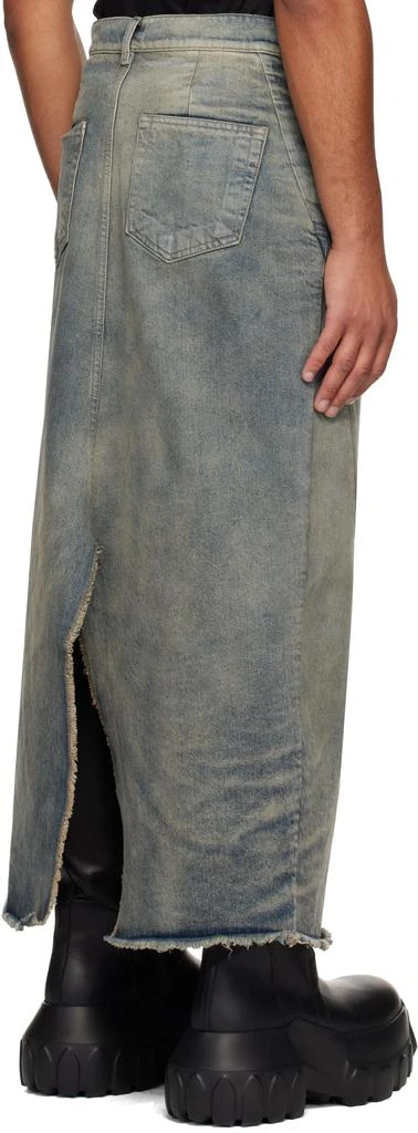 Rick Owens Blue Concordians Slivered Denim Maxi Skirt 3