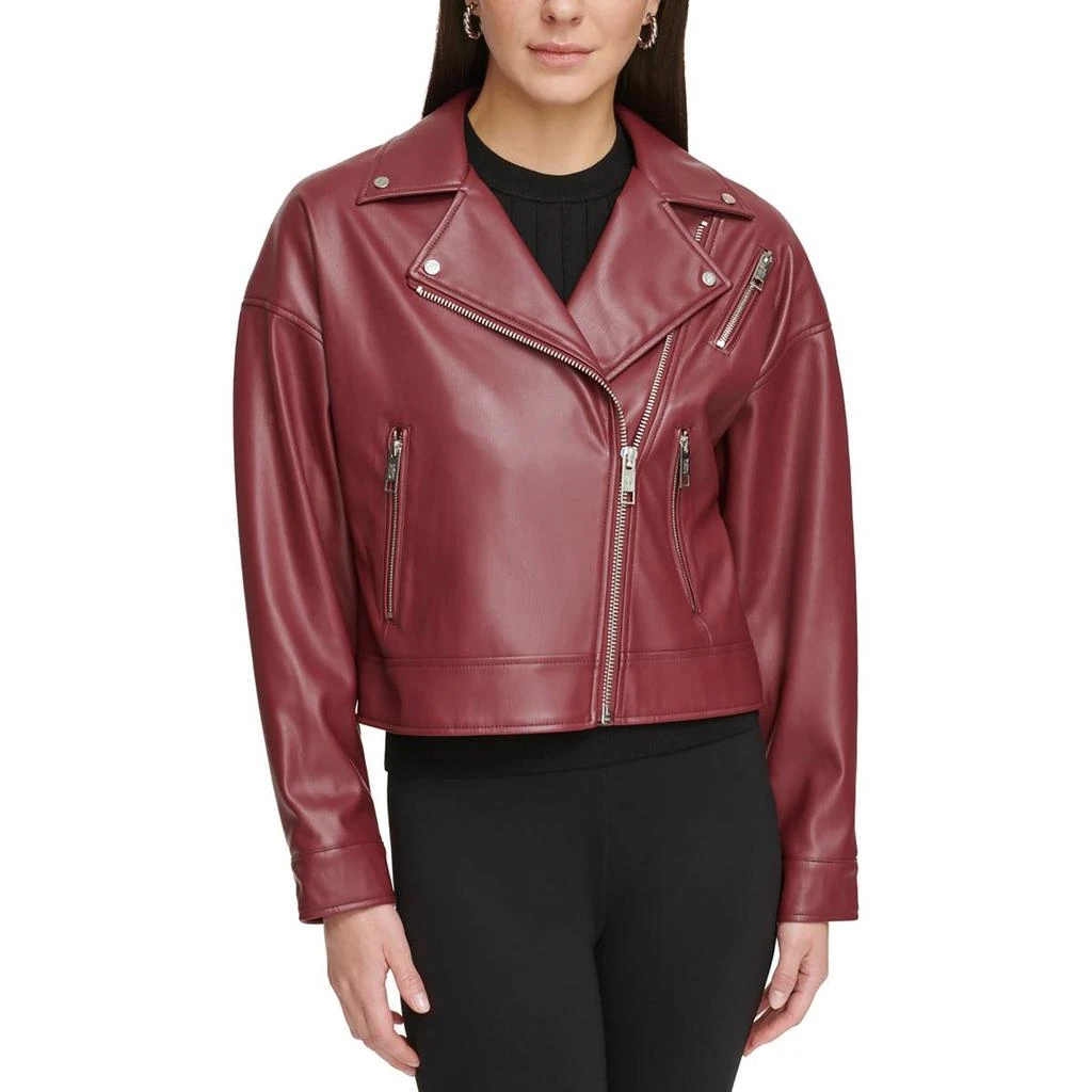 DKNY Womens Faux Leather Motorcycle Jacket 3