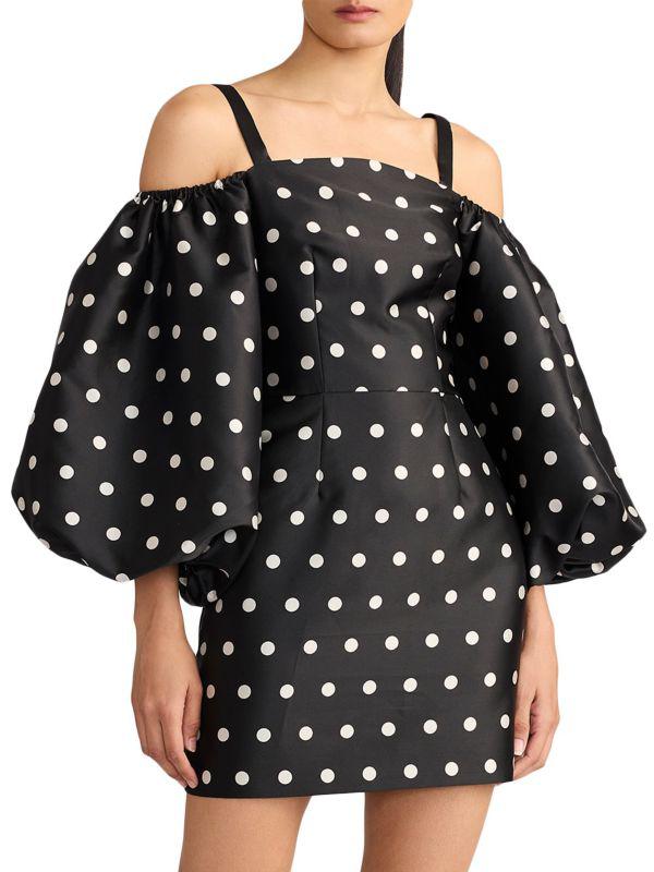 Zac Posen Polka Dot Balloon Sleeve Minidress