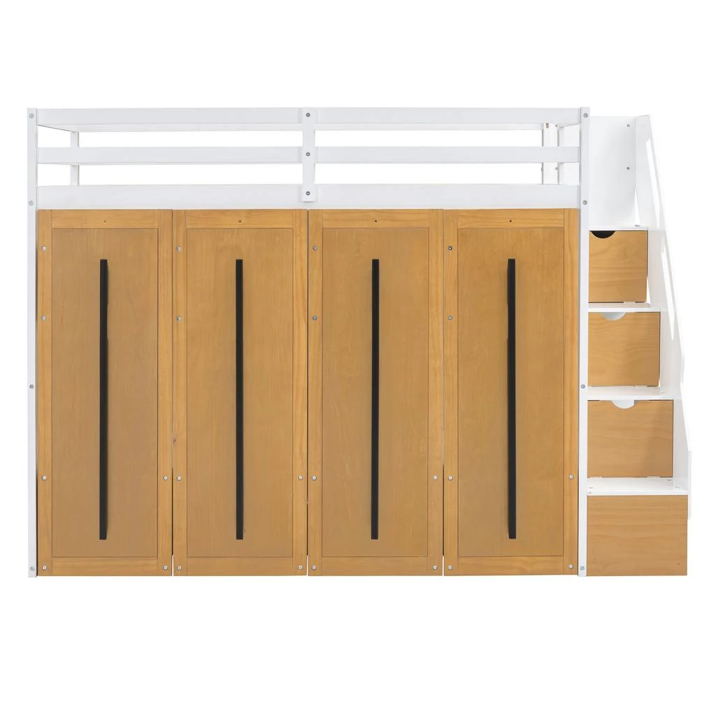 Streamdale Furniture Streamdale Modern Loft Bed with Two-Tone Storage Stairs and Pull-Out Wardrobes 5