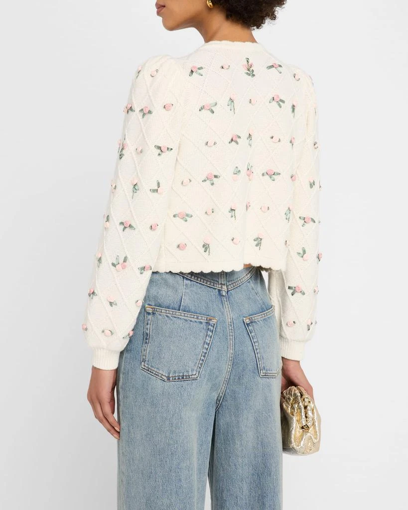 Alice + Olivia Kitty Floral Puff-Sleeve Cardigan 3