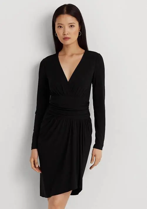 Ralph Lauren Ruched Stretch Jersey Surplice Dress 4