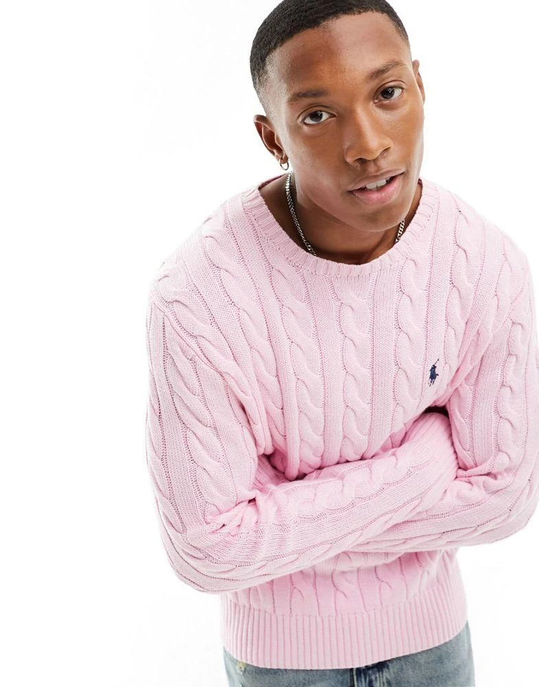 Shop Polo Ralph Lauren Driver icon logo cotton cable knit jumper 