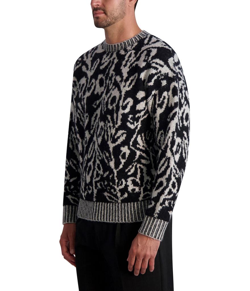 Karl Lagerfeld Paris FLORAL WOOL BLEND JACQUARD SWEATER