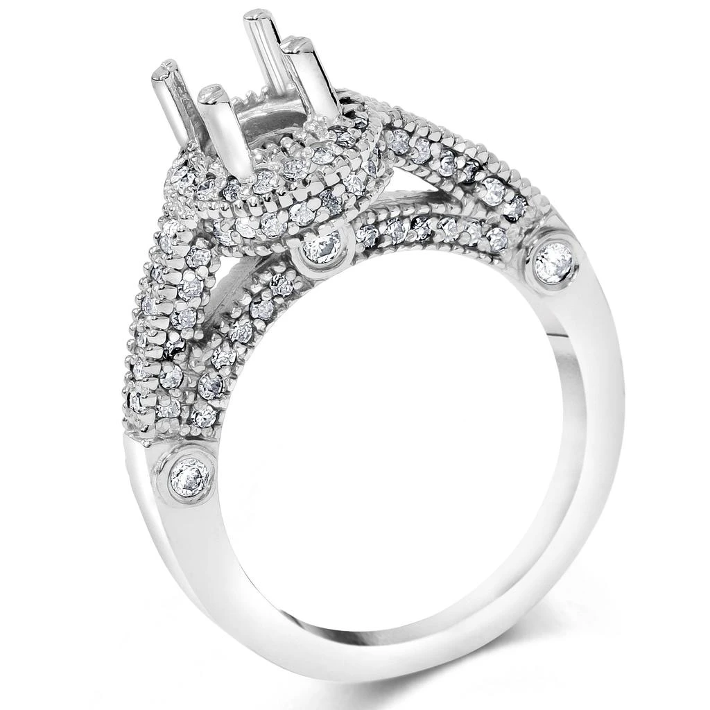 Pompeii3 3/4ct Vintage Halo Ring Setting 14K White Gold Size Selectable