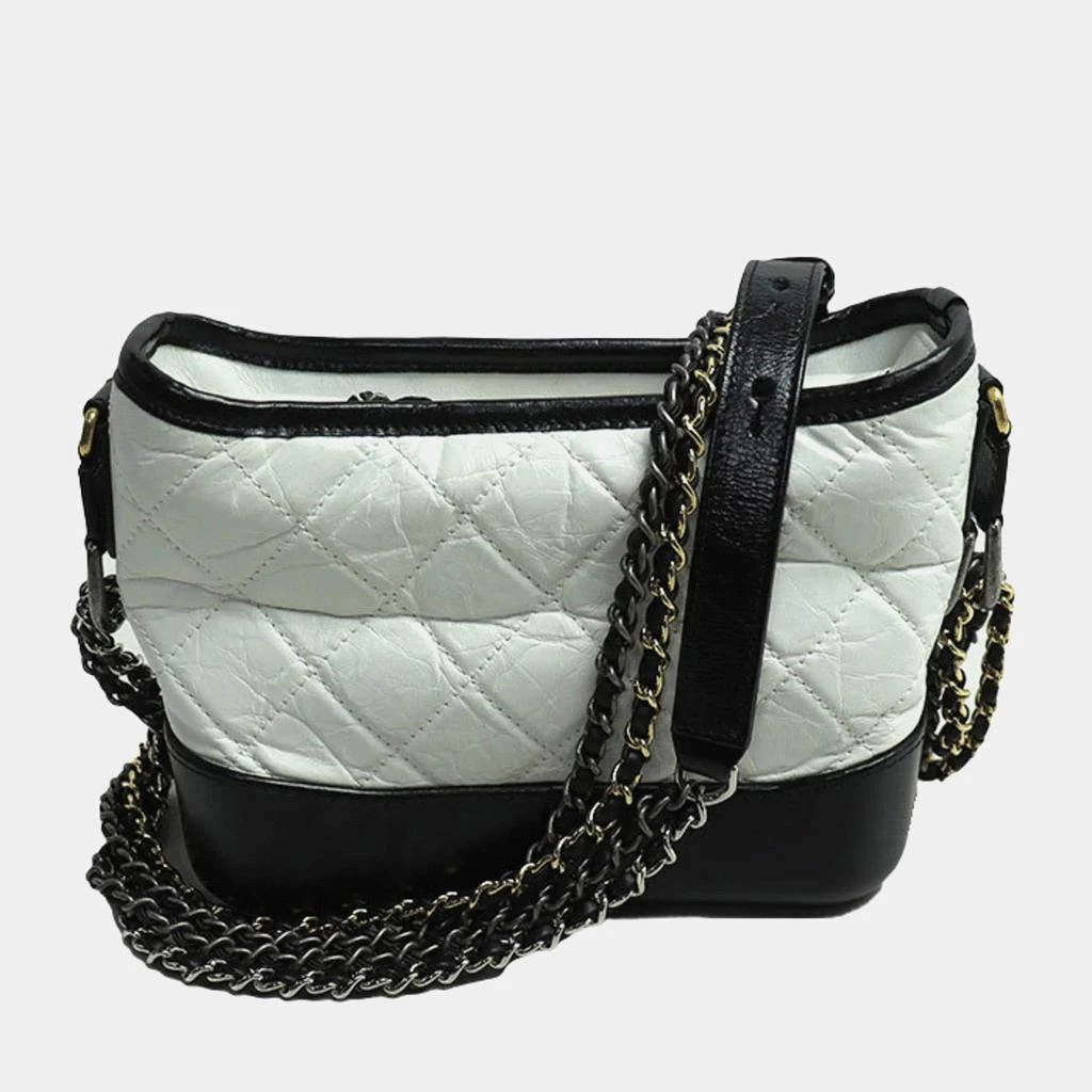 Chanel Chanel White and Black Calfskin Gabrielle Small Hobo Shoulder Bag 1