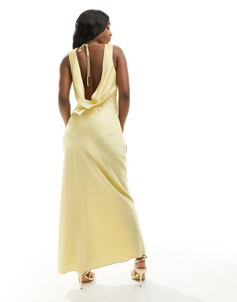Abercrombie & Fitch Abercrombie & Fitch plunge cowl back maxi dress in yellow 3