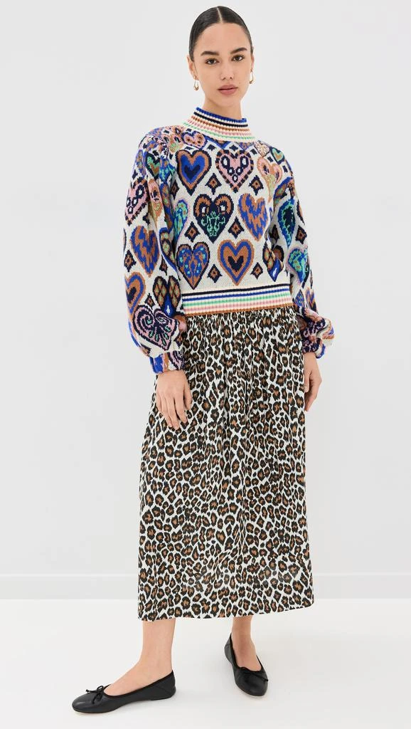 Farm Rio Hearts Ikat Cream Knit Sweater 4