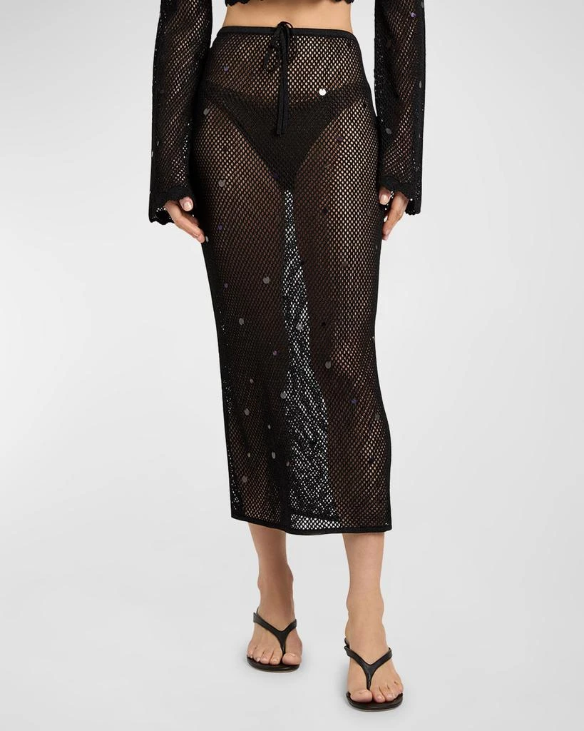 Cinq a Sept Briar Embellished Mesh Midi Skirt 1