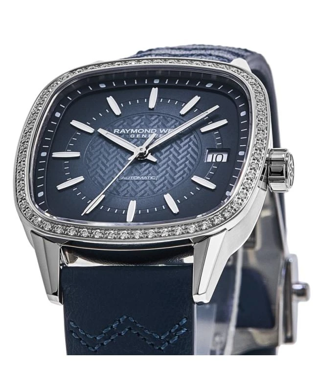 Raymond Weil Raymond Weil Freelancer Automatic Blue Dial Diamond Bezel Leather Strap Women's Watch 2490-SCS-50051 2